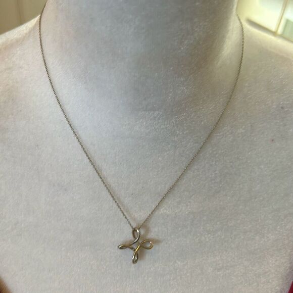 Tiffany & Co 21mm Infinity Cross Pendant Necklace 925 Sterling Silver 16" Chain - Picture 8 of 8
